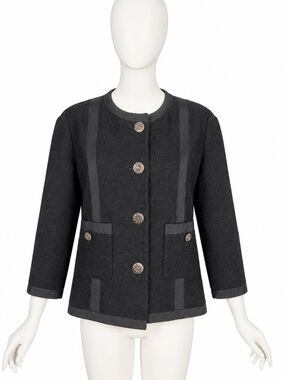 Chanel 2013 Black Cotton Tweed 3/4 Sleeve Jacket – Size 40